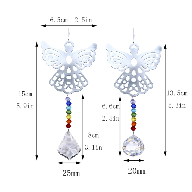 H& D Радужный Кристалл Suncatchers полый Ангел чакра висячая подвеска Призма окна украшения упаковка из 3