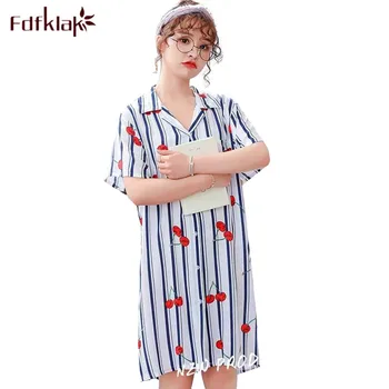 

Loose night dress women sleepwear nightdress short sleeve cotton nightwear dresses casual girl's nightshirt summer night gown
