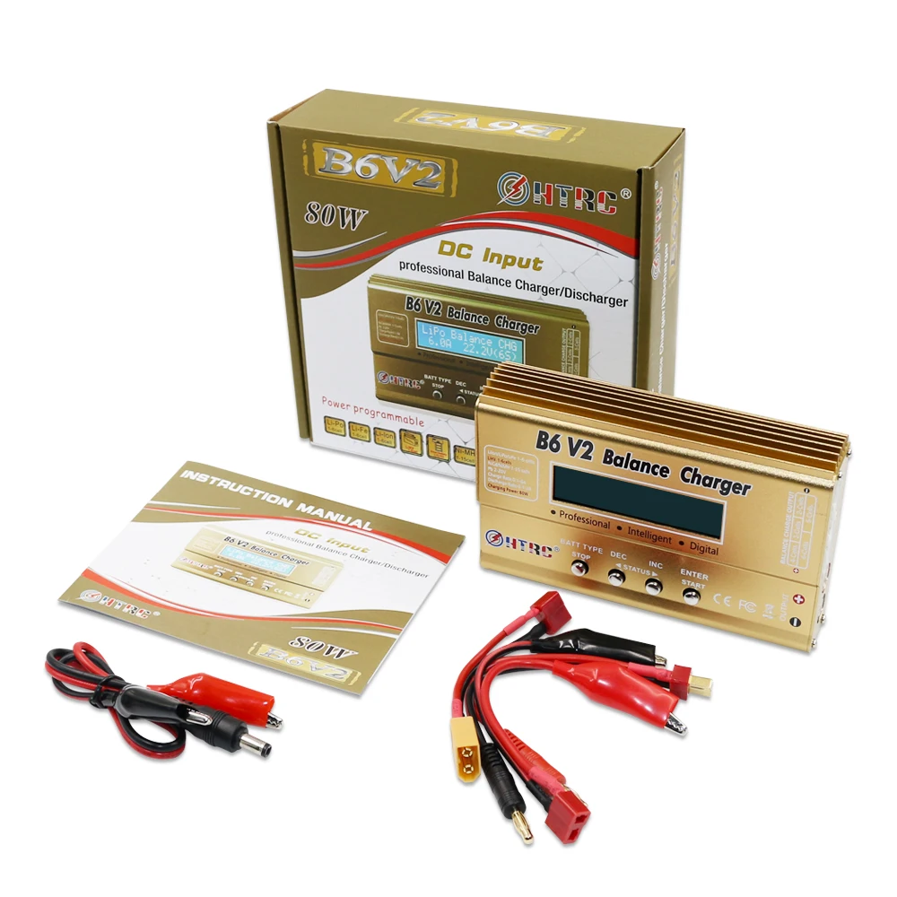 

HTRC Imax B6 V2 80W Professional Digital Battery Balance Charger Discharger for LiHV LiPo LiIon LiFe NiCd NiMH PB Battery