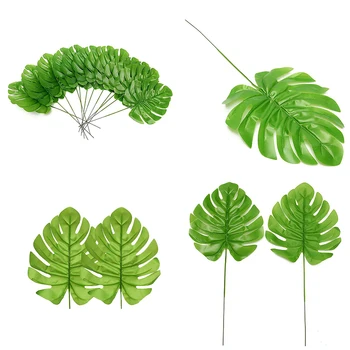

12pcs/lots Large Artificial Monstera Branch Palm Fern Turtle Leaf Faux Foliage Leaves