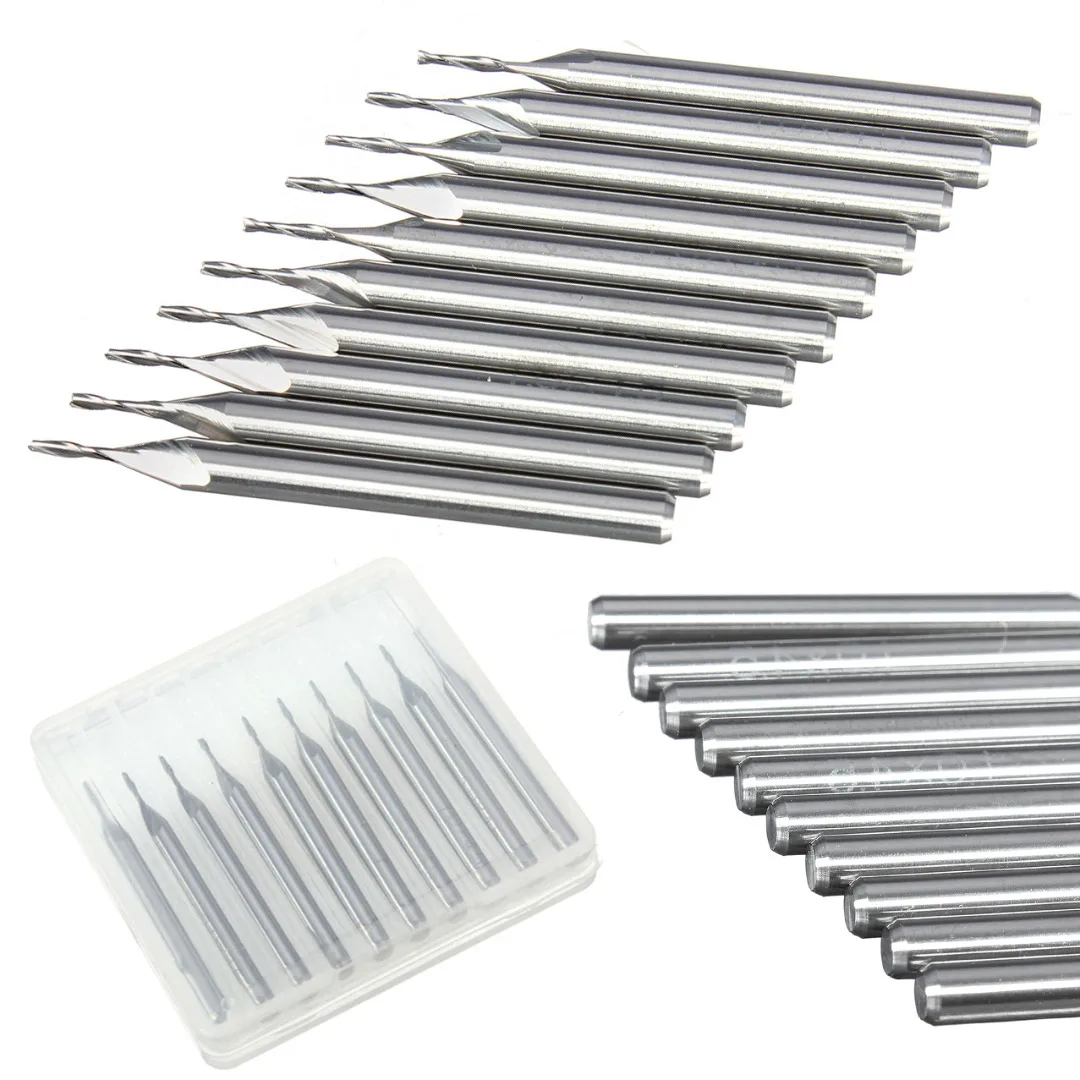 

10pcs 2-Flutes End Mill Carbide 1mm Dia. Mayitr Flat Nose End Mills Router Bit for Cutting Engraving Slotting Woodworking Tool