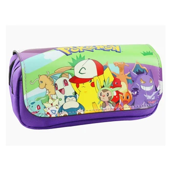 

double zip Pocket Monster kids case woman totoro comestic bags hand bag big Large Capacity pokemon make up case