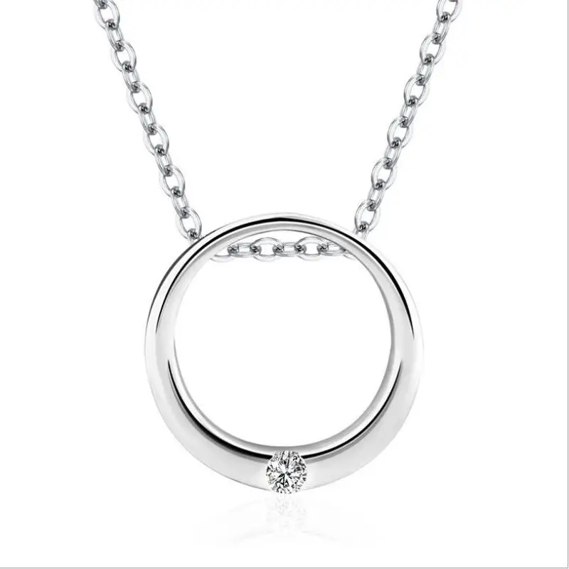

Everoyal Lady Charm Zircon Round Pendant Necklace Female Accessories Fashion 925 Sterling Silver Necklace For Women Jewelry