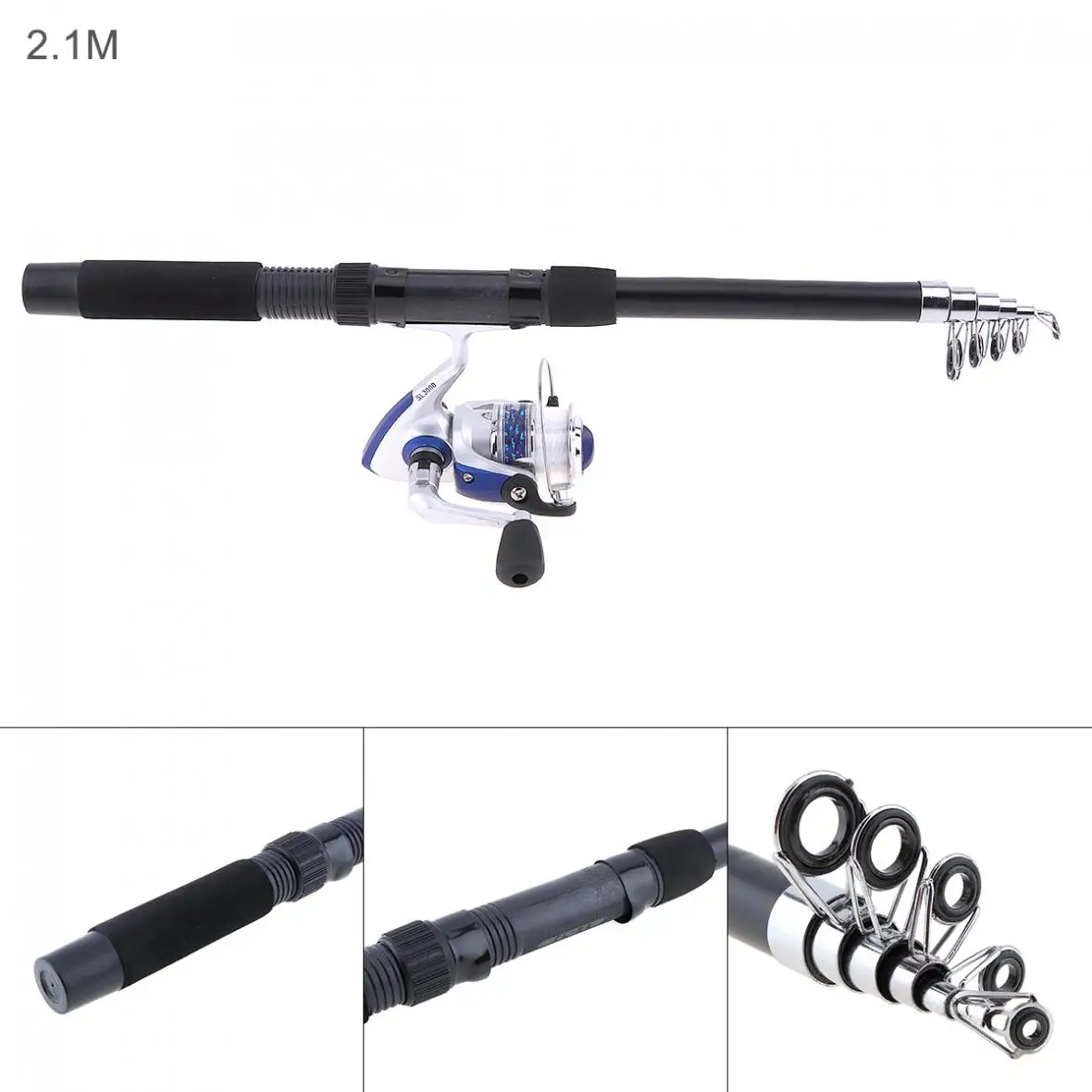2.1 m قصبة الصيد بكرة خط كومبو أطقم كاملة الغزل بكرة القطب مجموعة مع حقيبة طُعوم لينة تعويم هوك قطب الخ أداة مجموعة