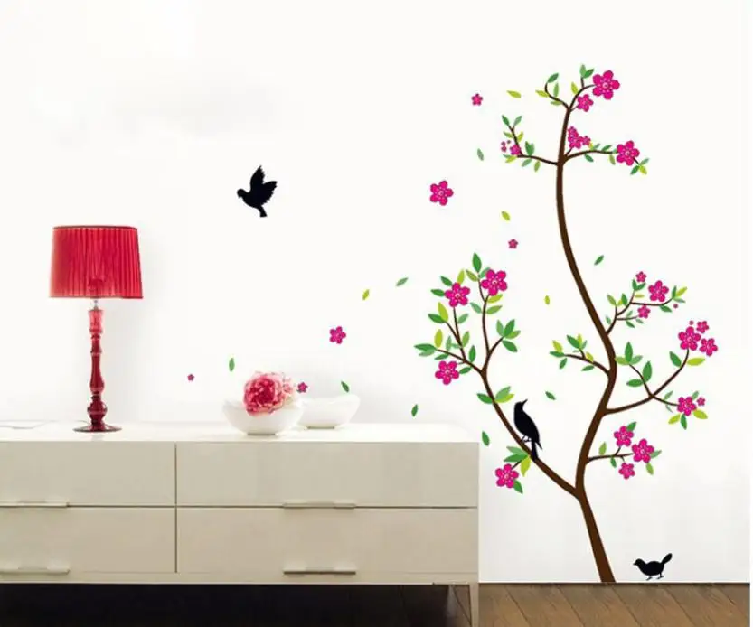 Home Decor Цветы и птицы ПВХ стены Стикеры s Термоаппликации Съемный Книги по искусству винил Декор стены Стикеры дома Deco mirror AU9