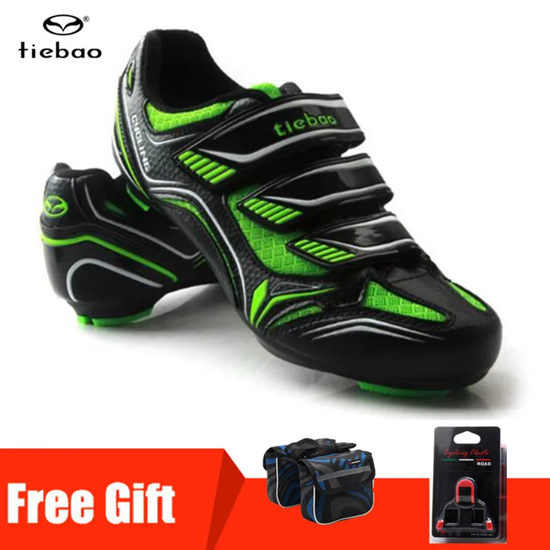 TIEBAO Road Cycling Shoes add pedal set Auto-lock Bicycle Sport Bike Shoes Athletic women Sneakers men zapatillas de ciclismo - Цвет: add gift