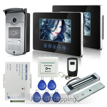 ENVÍO de la NUEVA llave del Tacto de 7 “TFT LCD Video Puerta Sistema de Intercomunicación Teléfono De La Puerta RFID 1 Cámara de 2 Monitores Cerradura Magnética de la venta Entera