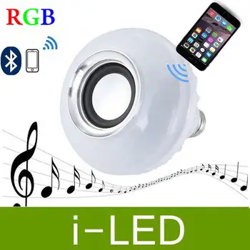 

Hot Sales Wireless 12W Power E27 LED rgb Bluetooth Speaker Bulb Light Lamp Music Playing & RGB Lighting with Remote Control CE