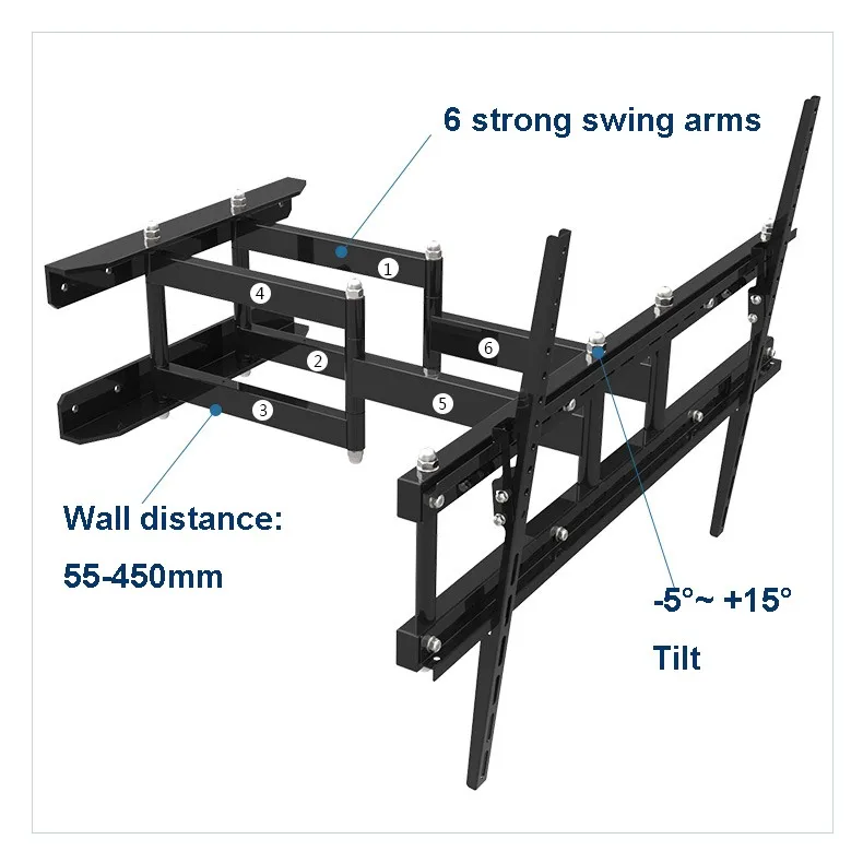 Super heavy duty настроены 70-8" ЖК-дисплей ТВ настенное крепление стойки Выдвижная поворотный Engineering multifuncational 6 качели руки