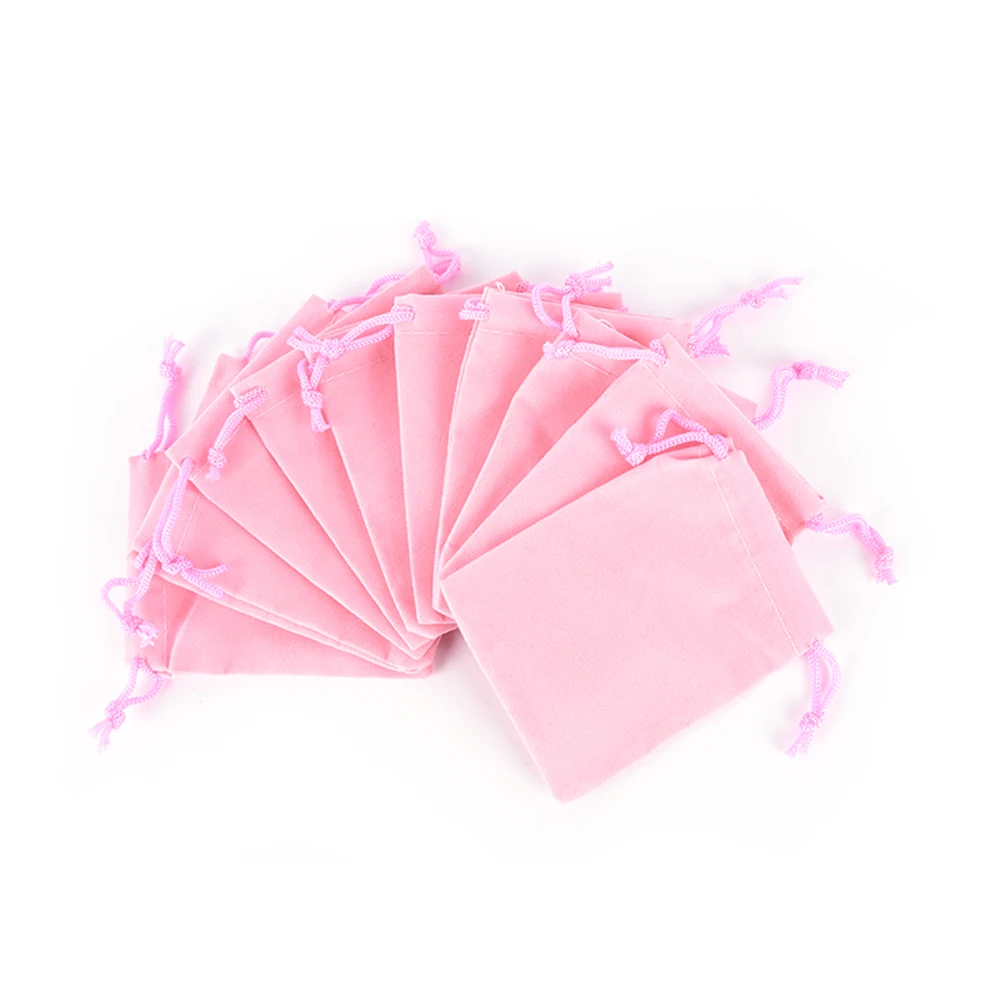10 шт./лот, модная бархатная сумка на шнурке, упаковка, сумки на шнурке, 7*9 см - Цвет: Розовый