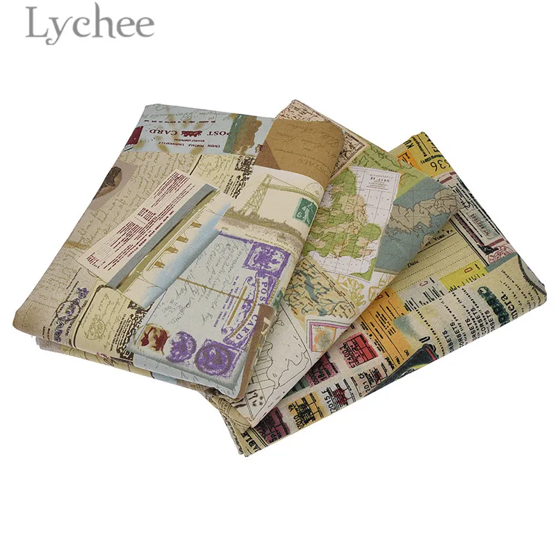 

Lychee Vintage Printed World Maps Linen Fabric Retro Style Fabric DIY Sewing Upholstery Fabric Supplies
