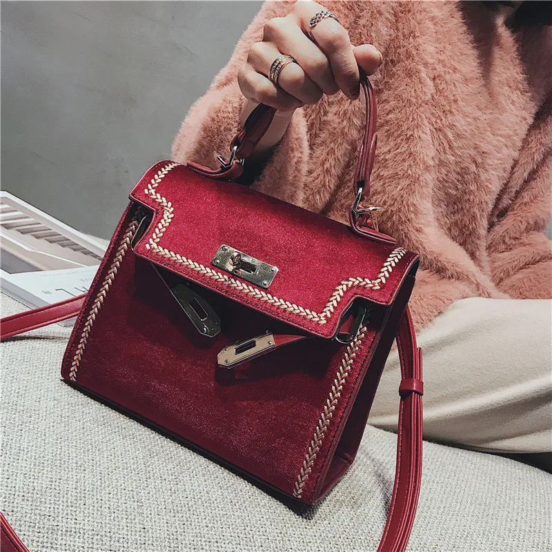 

Cacomax Women Handbag Shoulder Bag Designer Lock Kally Famous Velvet Luxury Totes Multifunction Bag 2018 New Brands Bolsa