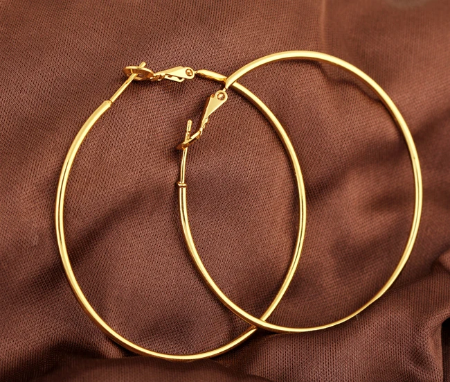 Big Size Earrings For Women 18K Real Gold Plated Simple Style Trendy Basketball Hoop Sunny Jewelry ER0464 | Украшения и