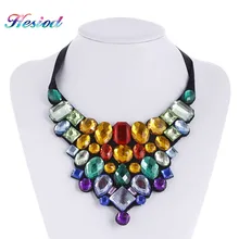 Ожерелье с кристаллами, женское ожерелье, разноцветные стразы, ожерелье с подвеской, лента, колье, нагрудный воротник, ожерелье, Винтажное колье для женщин