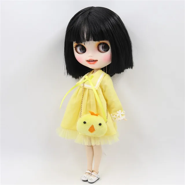 12/" Neo Blythe factory Custom Doll Short brown smile teeth matte face joint body