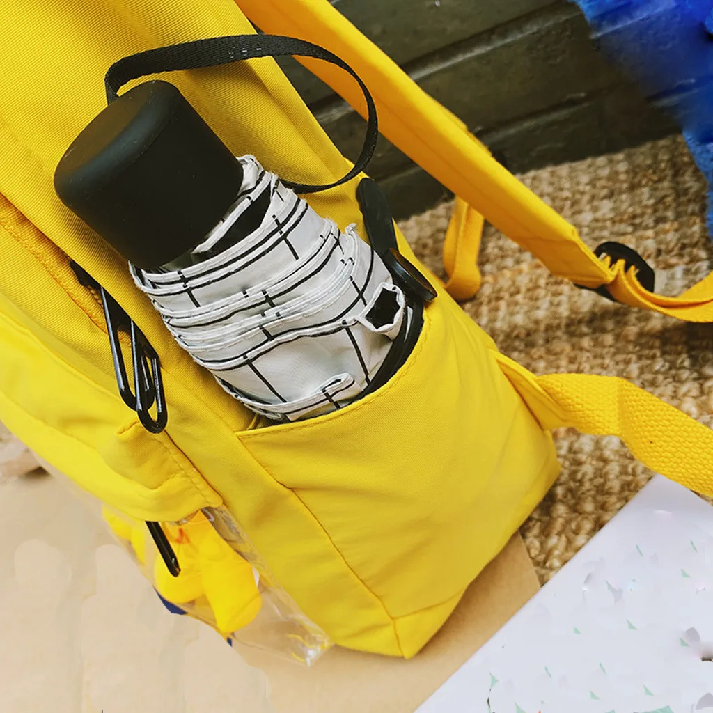 Little yellow duck Female School Bags Female Large Capacity Student Backpack Canvas Solid Color Campus Backpacks Ladies