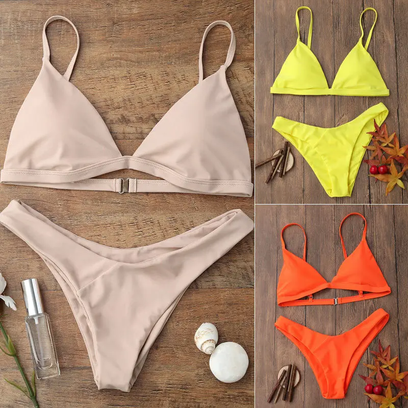 

2017 Sexy Female Triangle Swimwear New Design Hot Sale Womens Bikini Set Padded Push-up Swimsuit Bathing Suit Beachwear
