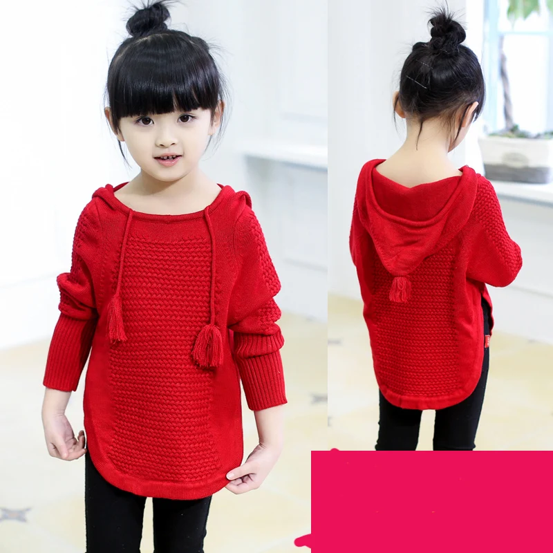 Fashion simple hooded sweater Girl Sweaters Children's pullover sweater