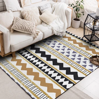 

Fashion Ethnic Geometric Striped Black Triangles Bathroom Door Mat Parlor Living Room Bedroom Home Decorative Carpet Area Rug