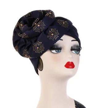 

Fashion Women Hat Muslim Floral Rhinestone Keep Warm Solid Hat Beanie Turban Head Wrap Cap muslim head scarf c0411