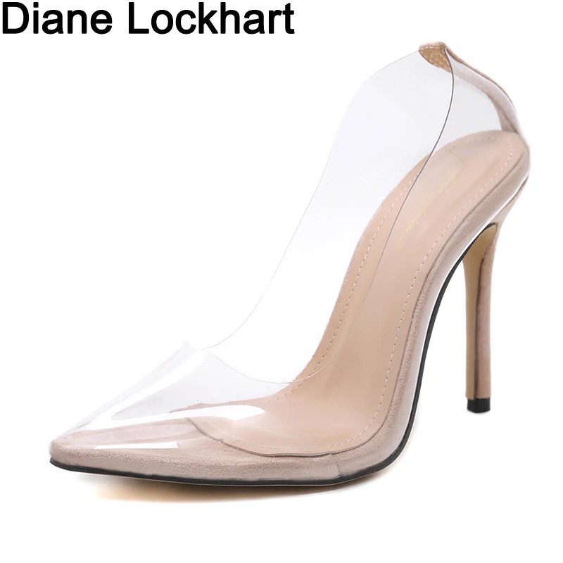 

PVC Transparent Pumps Pointed Toe Perspex Heel Stilettos High Heels Point Toes Womens Party Shoes Nightclub Pump 35-40