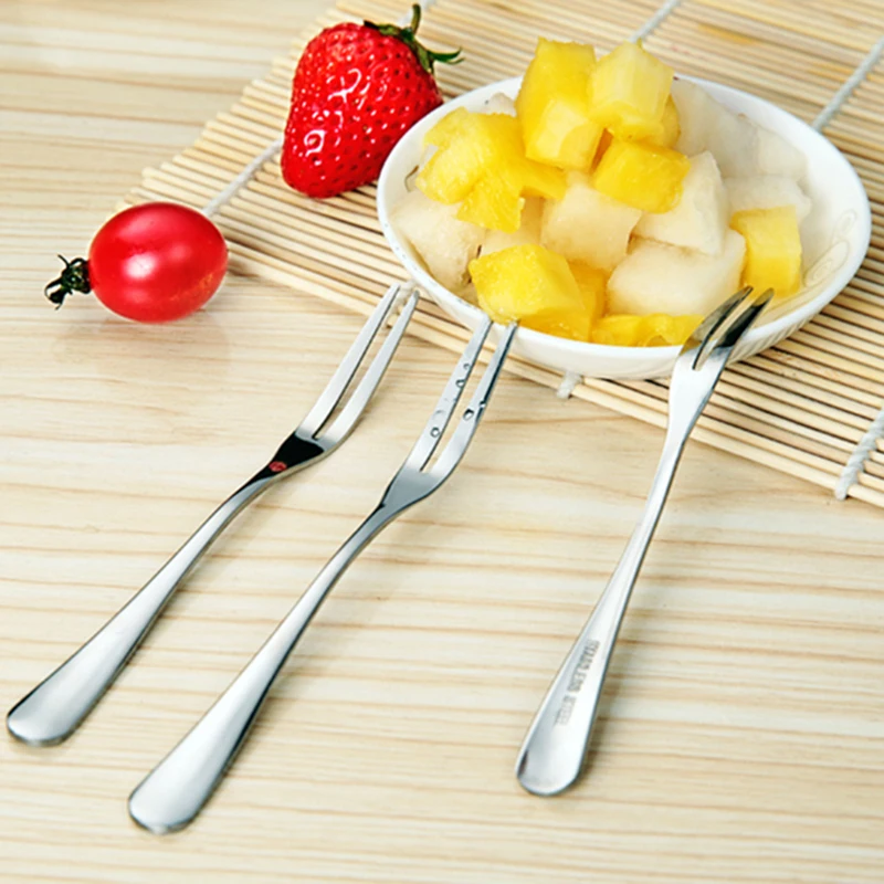 Fruit Forks 4 piece Stainless Steel Two Prong Forks Bistro Cocktail