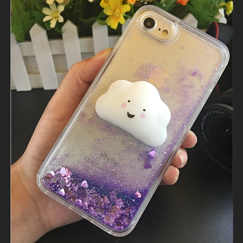 

Squishy Phone Case for iPhone 5S Case 3D Cartoon Cat Bling Glitter Liquid Quicksand Clear Cover for iPhone X 10 6S 7 8 Plus Case