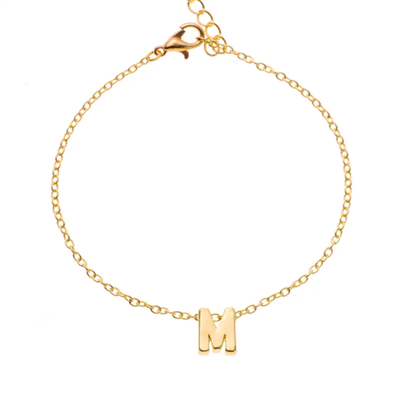 Индивидуальный браслет с буквами для женщин и девушек, модный серебряный золотой цвет, цепочка с буквами, очаровательные ювелирные изделия