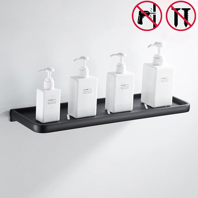

Nail Free Dresser black bathroom pendant single layer pallet racks minimalist Bathroom Shelves Bathroom Accessories