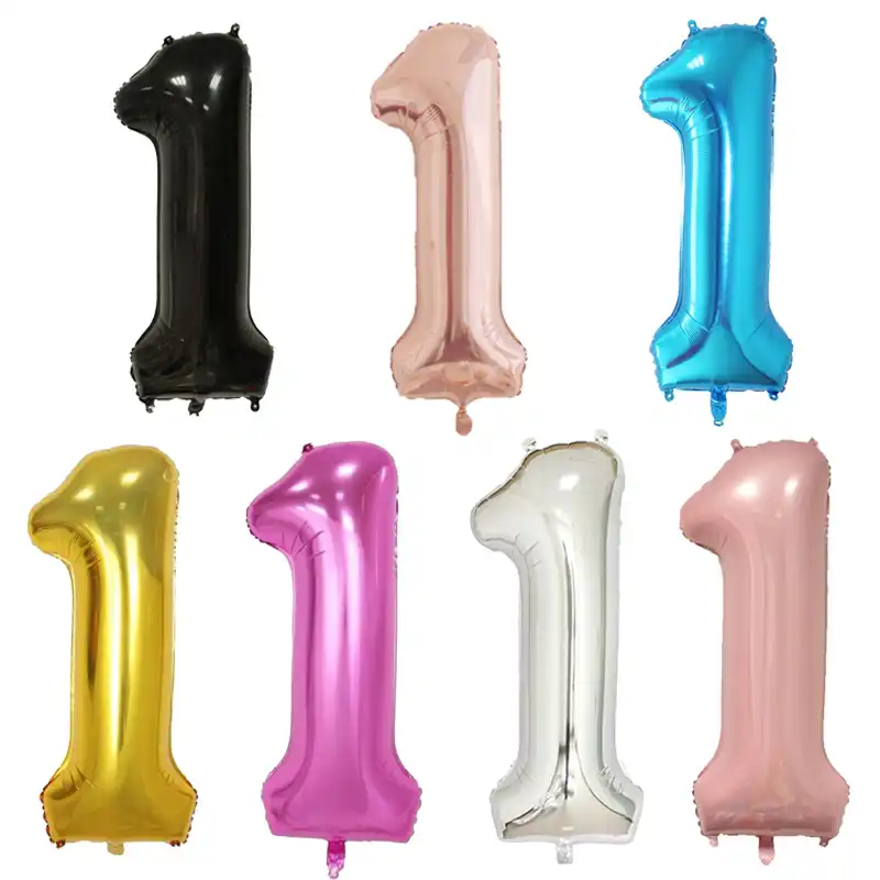 40 дюймов номер 1 детский душ розовое золото серебро розовый черный надувные цифры из гелия 1-й День рождения Микки Декор поставки воздушные ш...