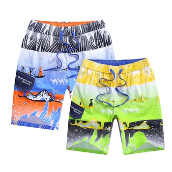

2019 Summer Boys Beach Shorts Surf Board Shorts Quick Drying Swimwear Swimsuit Swimming Boxer Trunks Running Boy Swimwear Kids