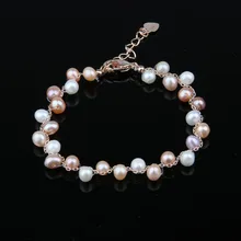 Натуральный пресноводный жемчуг браслеты высокого качества пресноводный жемчуг браслеты для женщин ожерелье набор 6 дюймов 5-6 мм
