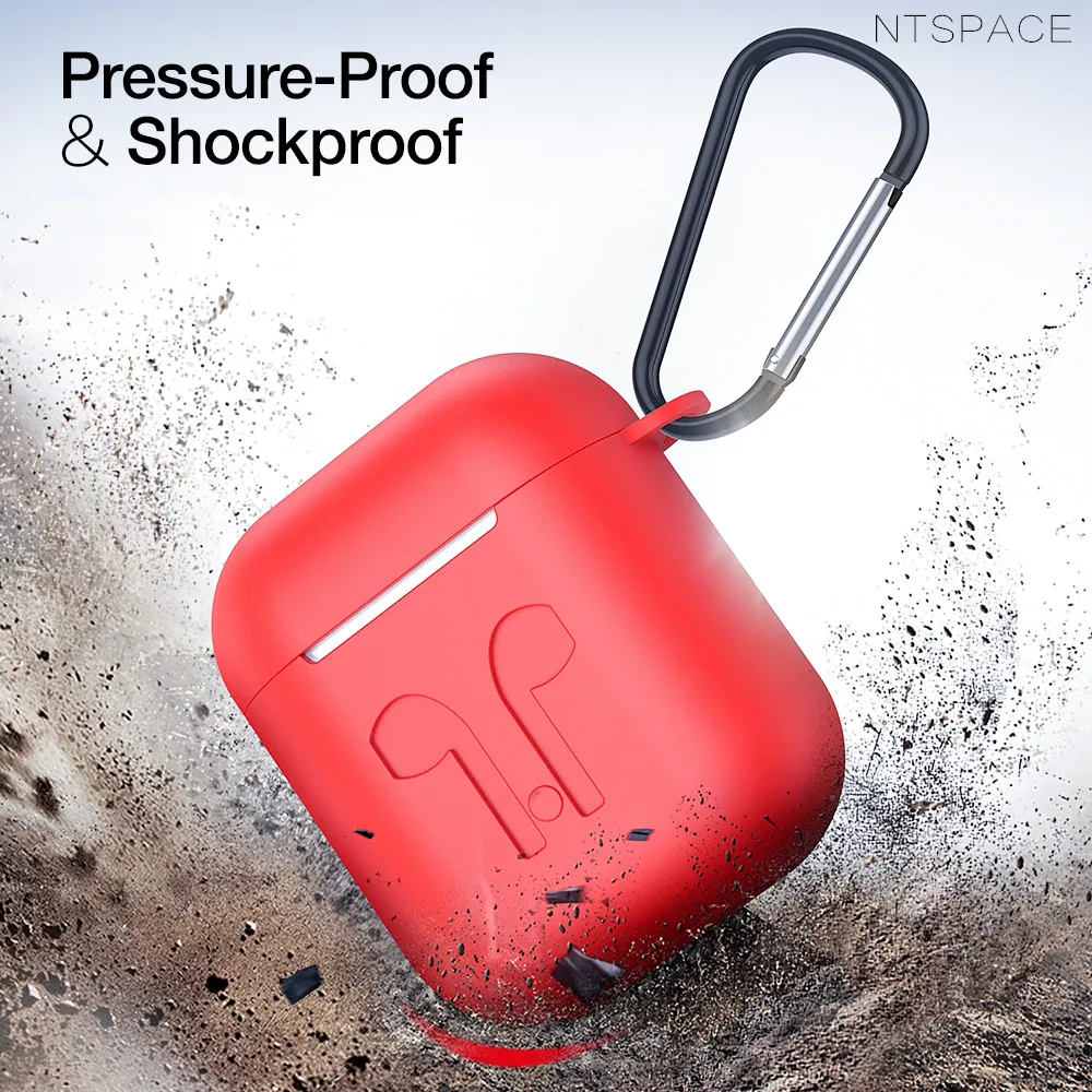 

NTSPACE Earphone Charging Boxs Cover Case For Apple Airpods Air Pods Soft Silicone Shockproof Cover For AirPods Protective Case