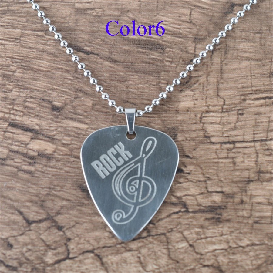 1.2mm Fashion Cool Metal Necklace Guitar Pick For Acoustic Classic Electric Guitar Alloy Music Picks Plectrum (7)