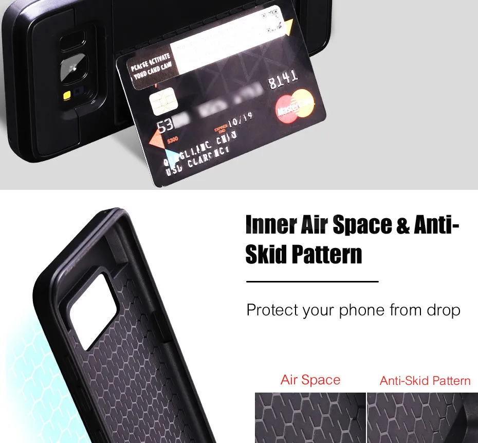 Armor Slide Card Holder Phone Cases For Samsung GalaxyS9 GalaxyS8 Plus GalaxyS7 Samsung Note9 Note8 A7 Sadoun.com