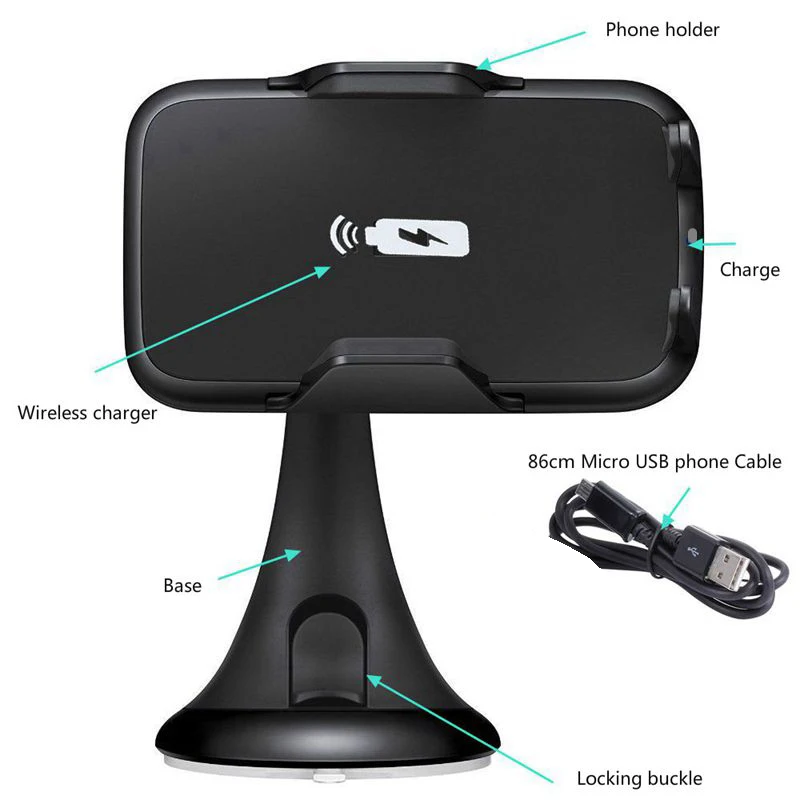 Fimilef Car Holder Fast Wireless Charger with Suction Cup Mount 2 in 1 Wireless Charger Mobile Phone Holder For Samsung S7 edge (4)