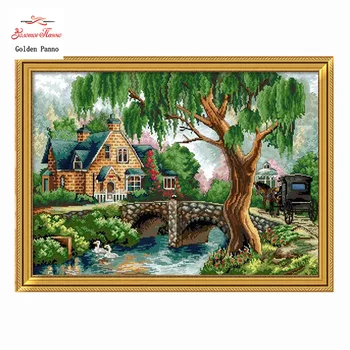 

Needlework,DIY DMC Cross stitch,Sets For Embroidery kits,House flowers Bridges Patterns Counted Cross-Stitching,Wall Home Decor