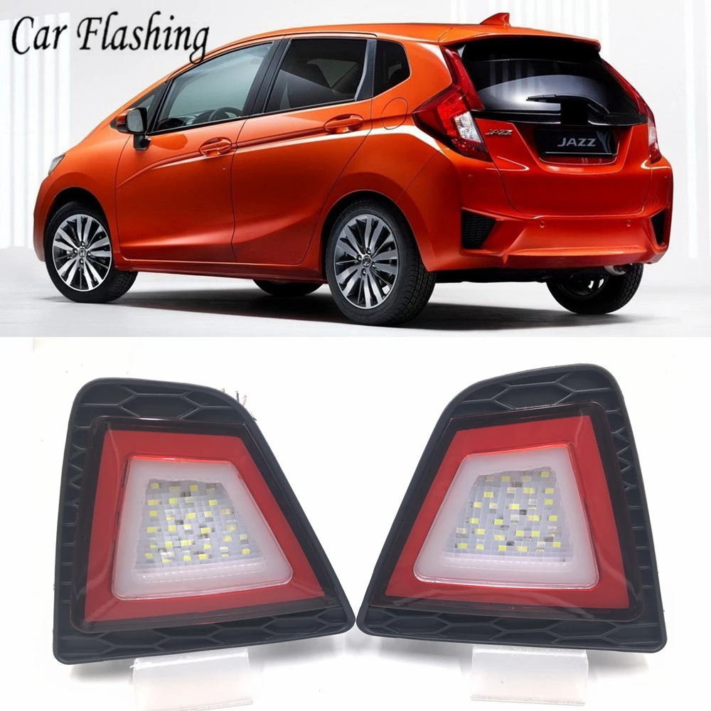 

1pair Multi-functions Car LED Rear Fog Lamp Brake Light Turn Signal Light Reverse Lamp For Honda Jazz FIT 2014 2015 2016 2017
