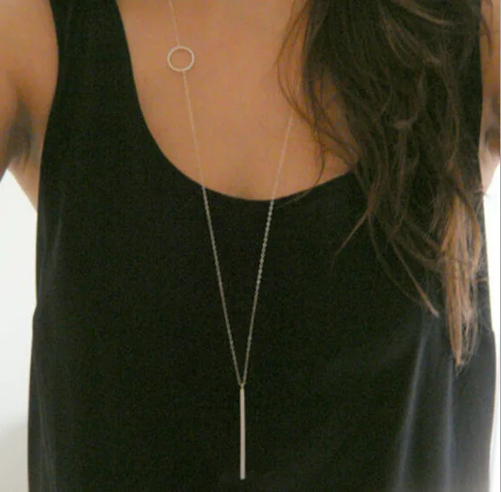 

2018 Simple Long Bar Tassel Necklaces & Pendants For Women Gold Color Long Chain Female Pendant Necklace Fashion Jewelry Collier