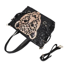 Asds женщины леди сумочка leopard head блестки сумки на ремне сумки кошелек chic punk стиль