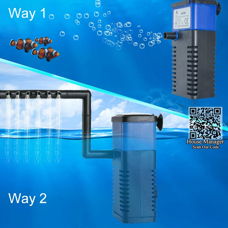 Aquarium Filter Multifunction Internal, 3 in 1 Air Pump with Aeration Aquarium Accessories