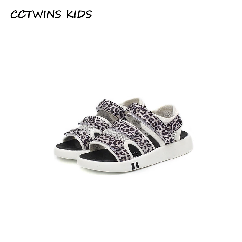 

CCTWINS Kids Shoes 2019 Summer Baby Brand Sandal Children Fashion Leopard Mesh Breathable Beach Shoe Girl Black Flat White BS168