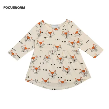 

Toddler Baby Girls Dress Princess Glasses Fox Casual Party Dresses Clothes