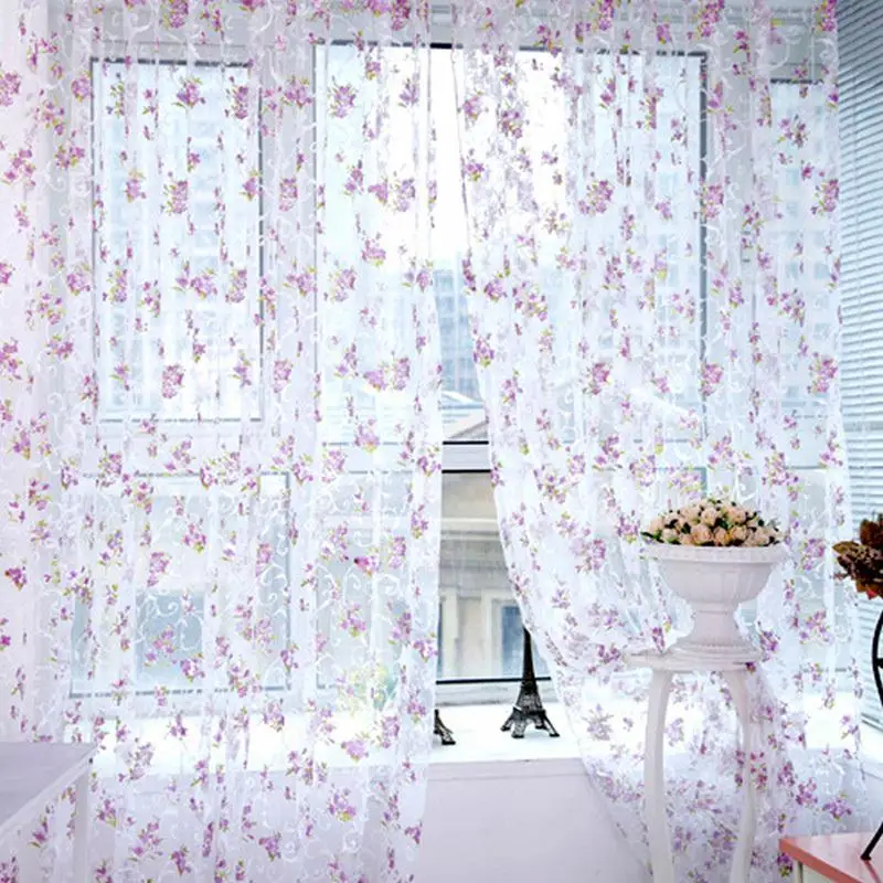 

Modern Burnout Floral Voile Window Tulle Curtain Blinds Sheer Voile Panel Drapes Curtain