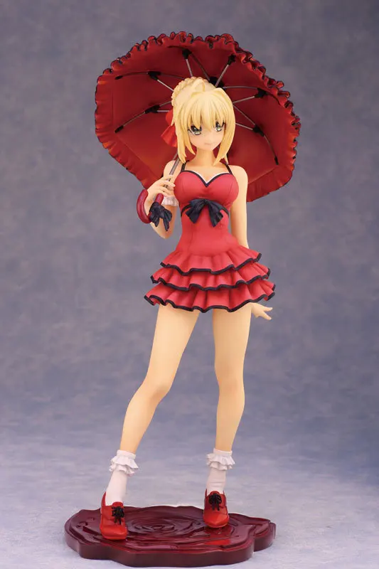 Новое поступление Аниме Фигурка Fate Stay Night Fate/Экстра меч цельное платье Ver In Red зонтик 25 см кукла, модель из ПВХ