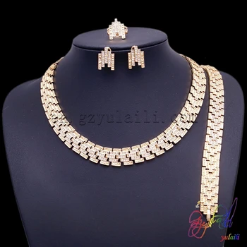 

2016 Traditional African classic bridal costume women jewellery sets wholesale gold color jewellery sets