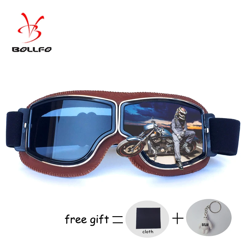 

Harley Style cycling Goggles Copper Plated Frame Vintage Motorcycle Half Helmet Eyewear Leather Retro Jet Helmet glasses men