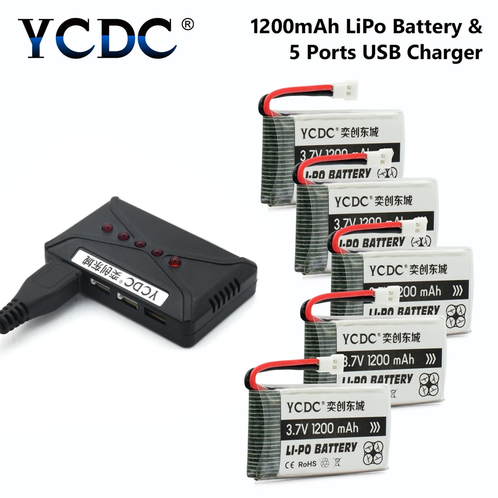 

Drone Batteries 3.7V 1200mAh Li-Po Battery 1S Spare Extra For SYMA X5SC X5SW Quadcopter + Charger for Outdoor Recording