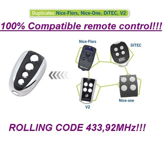 Хороший flor-s хороший inti era DITEC GOL4, V2 PhoenixV2 PHOX, дубликатор дистанционного управления 433,92 МГц прокатный код клон