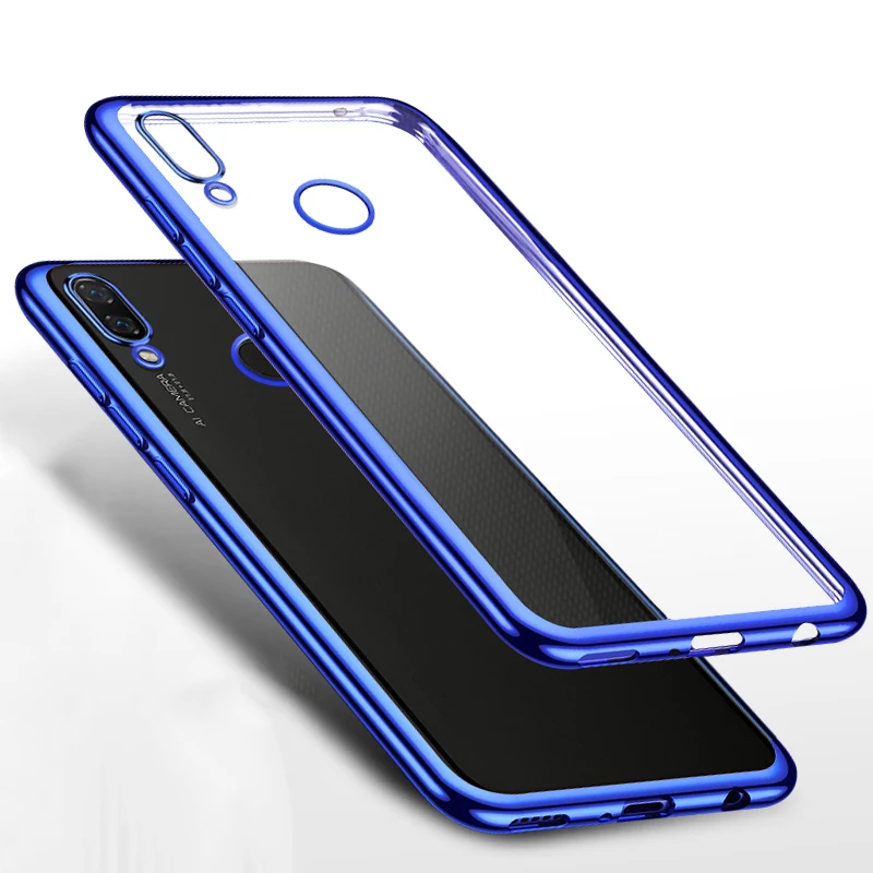 Для Xiaomi Redmi Note 7 Чехол 3D Лазерное покрытие Роскошный чехол из мягкого ТПУ Прозрачный чехол для Xiaomi Redmi Note 7 Pro Redmi7 яркий чехол для телефона s - Цвет: Синий